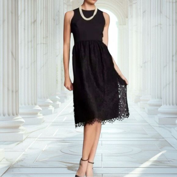 Shoshanna Dresses & Skirts - Shoshanna Harlow Black Lace Sleeveless Midi dress, sz 10, lace dress prom formal